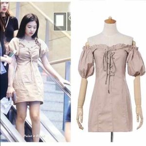 BLACKPINK JENNIE lace up puff dress